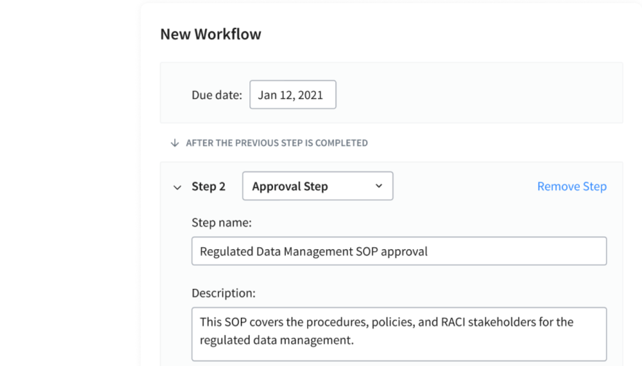 new workflow screenshot showing approval steps